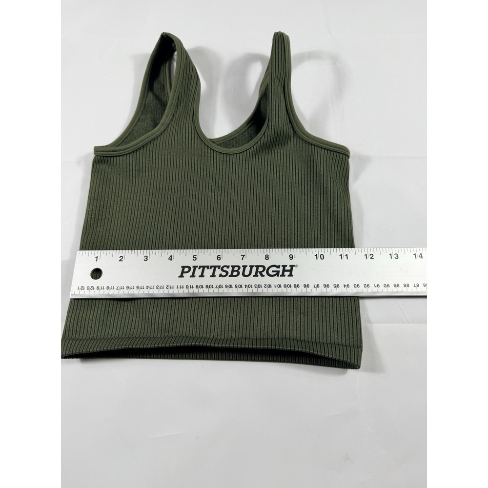 Aerie OFFLINE Ribbed Stretch Tank Top Green XS Athletic Fit Scoop Neck - Picture 5 of 5
